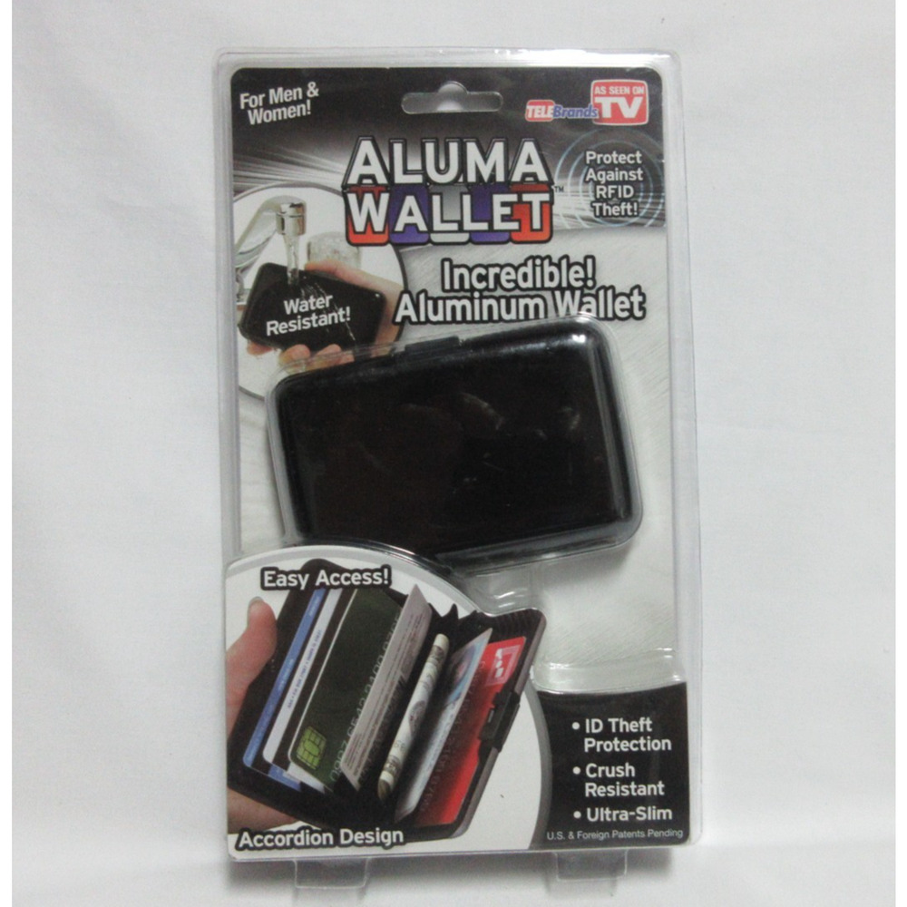 Aluma Wallet as Seen on TV Black Ultra-Slim Protects Against RFID Theft Black